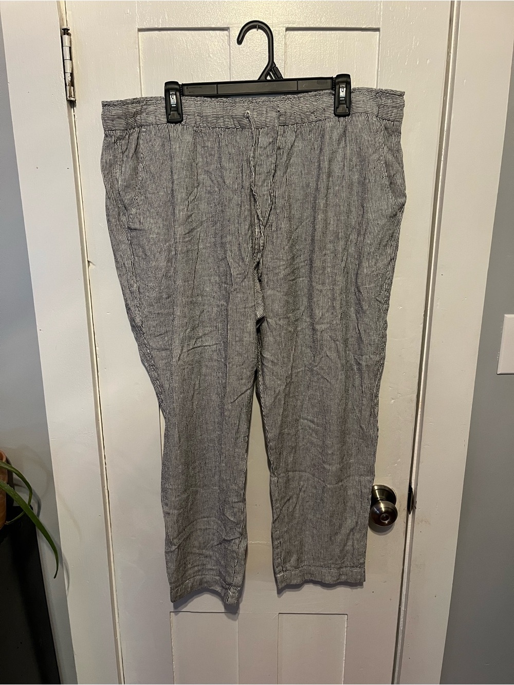 GAP Women's Gray Drawstring Linen-Blend Chinos